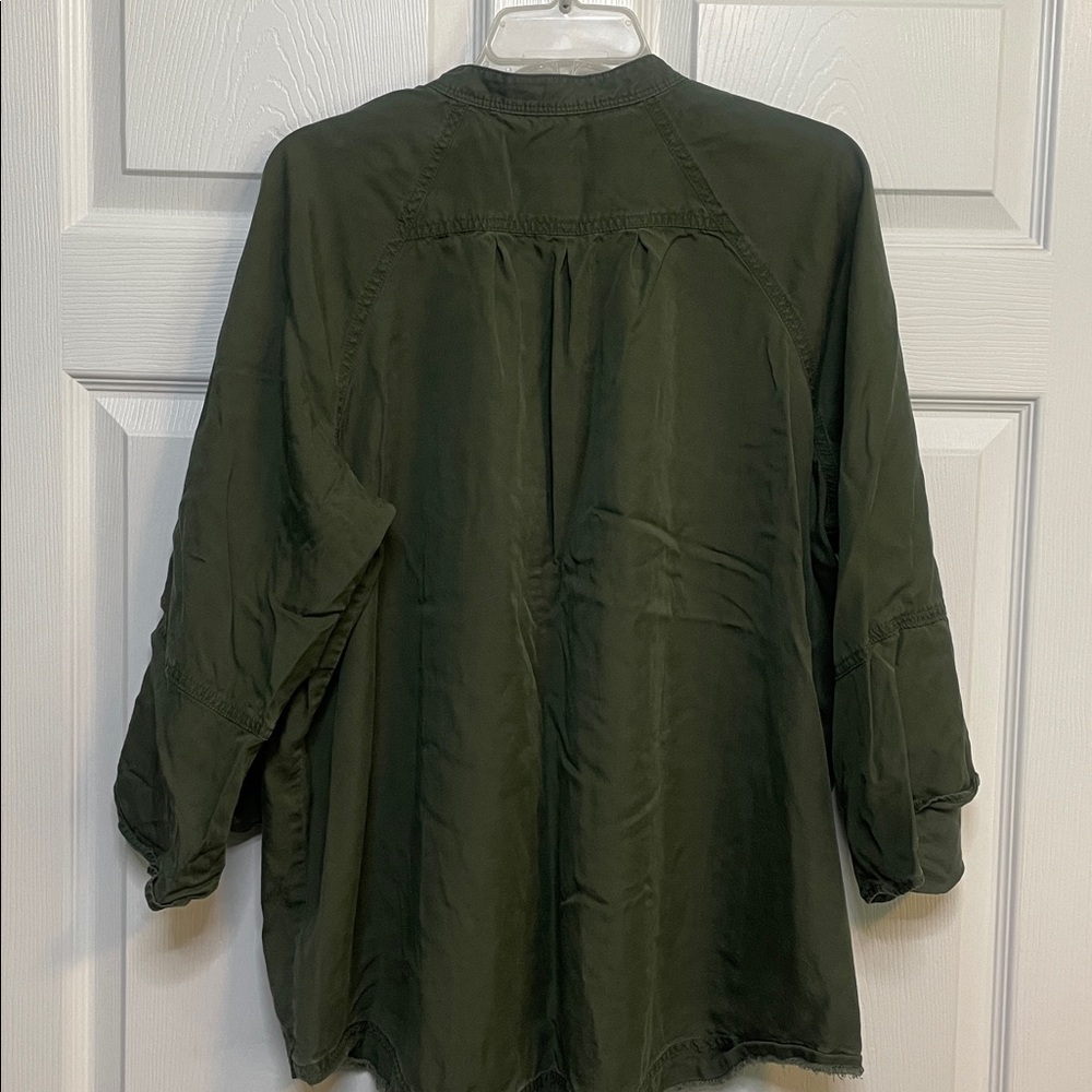 Westbound Olive Green Lightweight Button Down shirt with bell sleeves - Picture 9 of 9